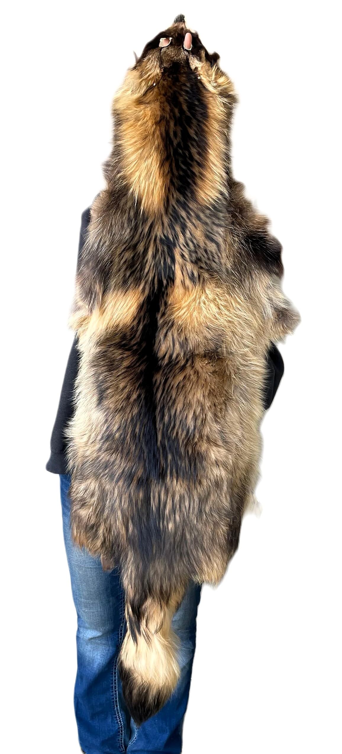 finland raccoon design tippet／品番H／日本製❣️ Genuine Finland Raccoon Large Size Hunting Animal Pelt Fluffy Soft